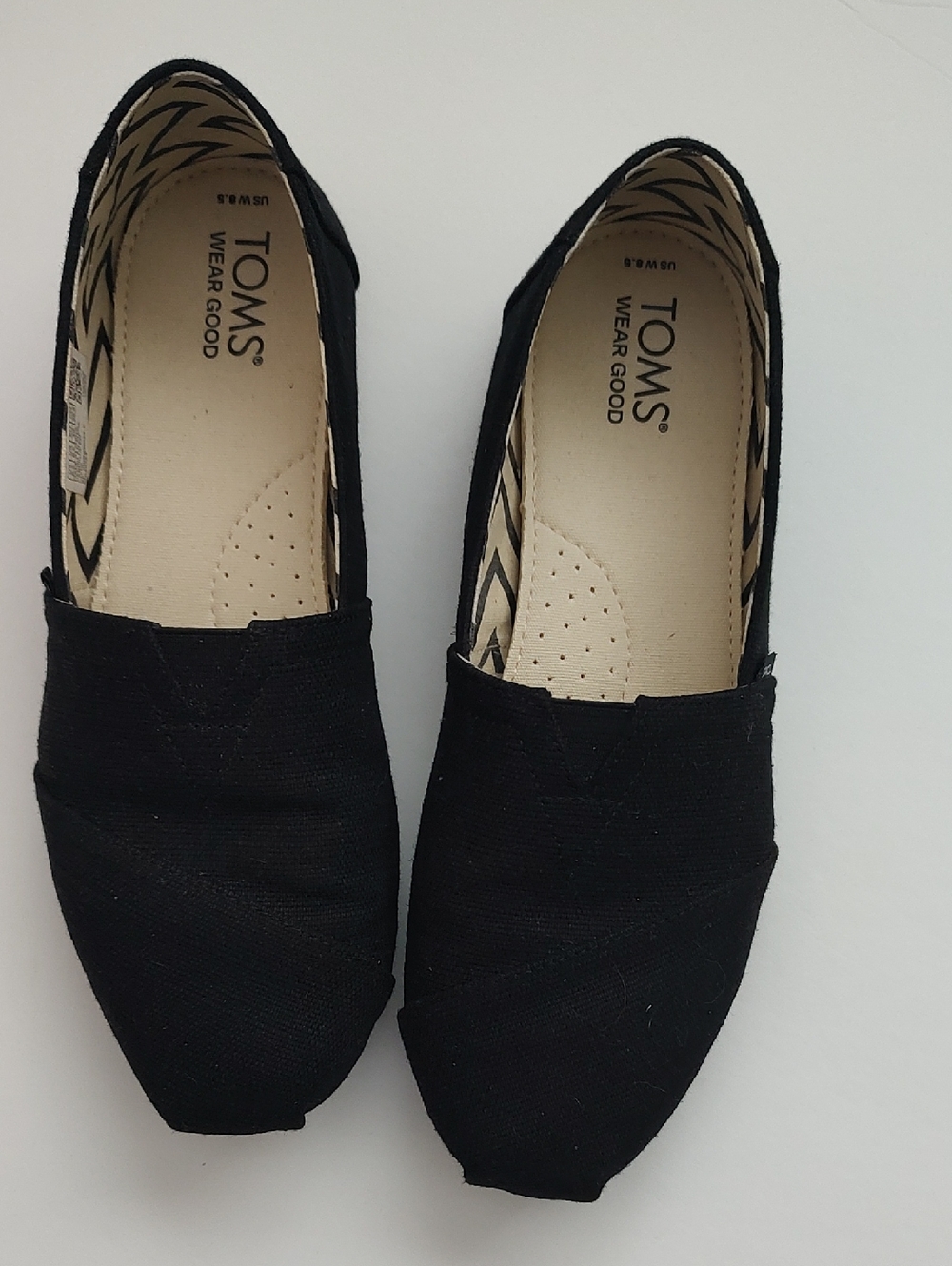 Black Toms Slip On Canvas Alpargata Flats Sz 8.5